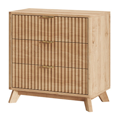 Donati Fluted Nightstand With 3 Drawers