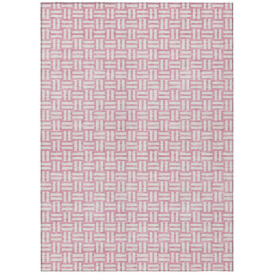 3' X 5' Pink Geometric Washable Indoor Outdoor Area Rug