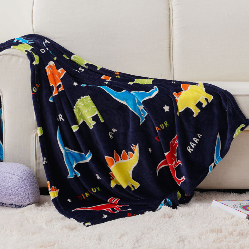 Couverture Glow In The Dark, 50 po x 60 po, Dinosaures, bleu marine