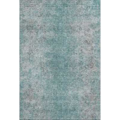 Premium Machine Washable Prisco Teal Rug
