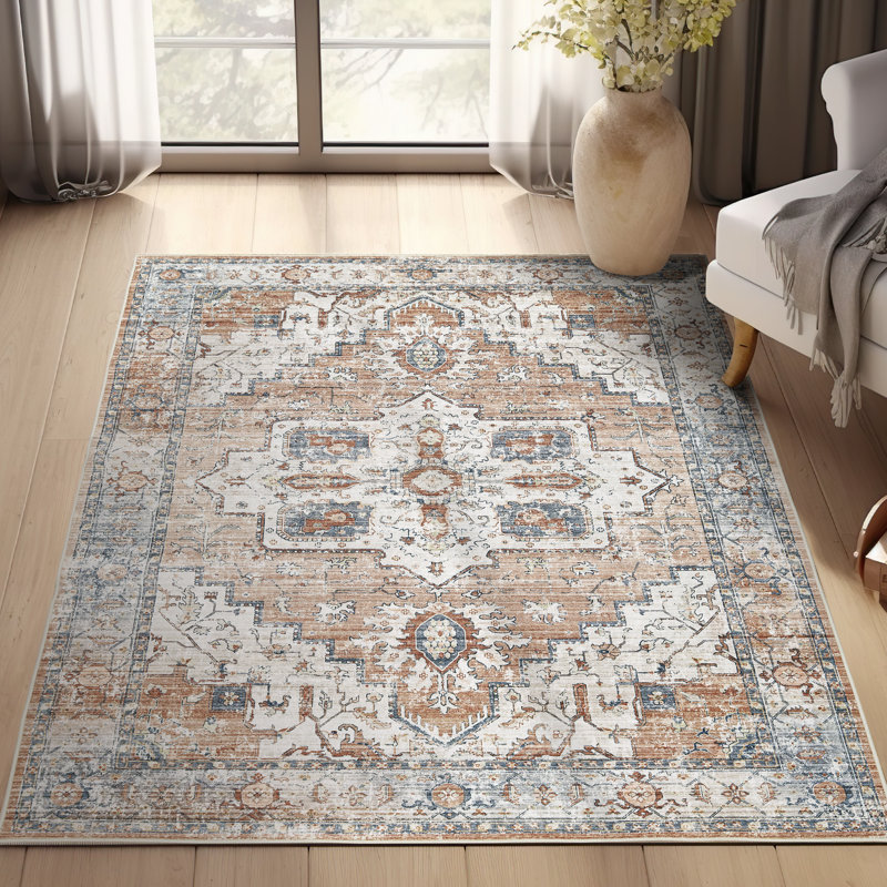 Nizami Chenille Mashine Washable Vintage Indoor Arae Rug with Non-Slip Backing for Bedroom Living Room Kitchen Entryway