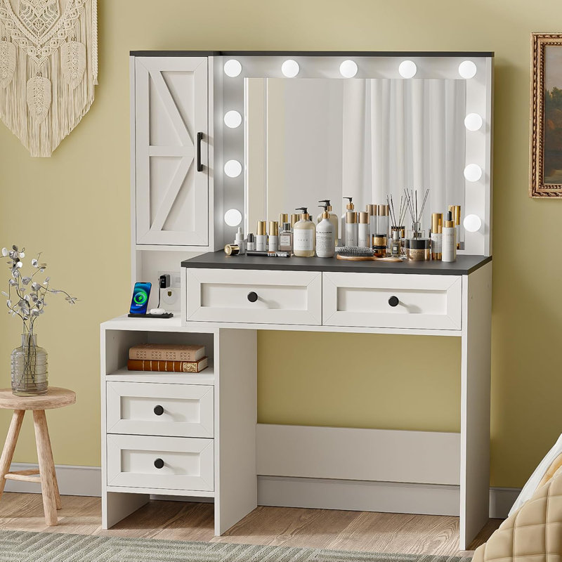 Meuble-lavabo de style campagnard avec lumières 39,4 po Marlanda
