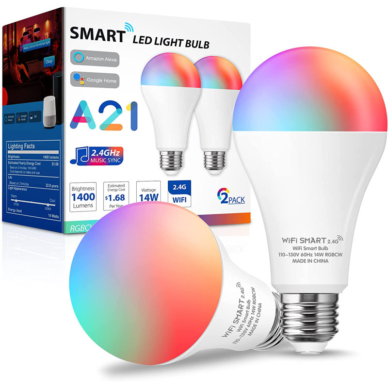 14 watts, ampoule DEL intelligente A21, intensité variable, culot E26 / moyen (standard)