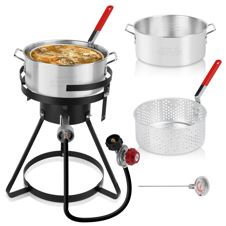 Backyard Pro 10 Qt. Aluminum Fry Pot / Steamer Pot with Basket