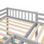 Lit mezzanine simple en L avec 2 bureaux encastrés en bois