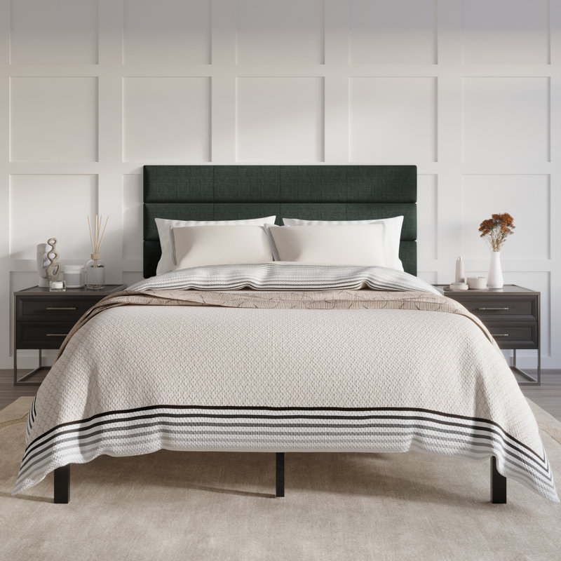 Candius Upholstered Panel Bed, Charcoal Gray, King