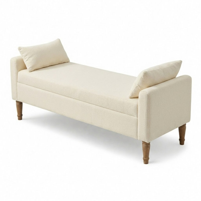 Banc d'appoint avec rangement Classic Boucle Upholstery, Beige