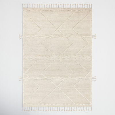 Hanna Beige Ivory Hand-Knotted Wool Rug