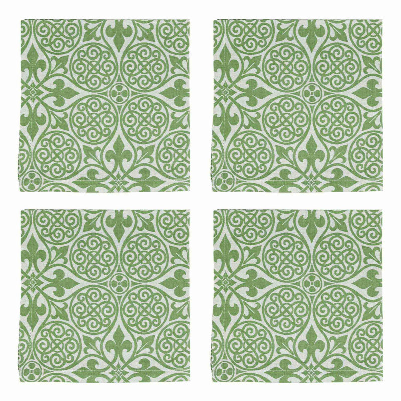 Ensemble de 4 serviettes damassées damassées, Vert