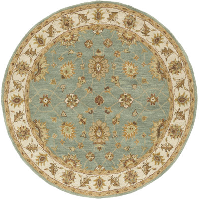 Southshore Green Hand-Woven Oriental Wool Rug