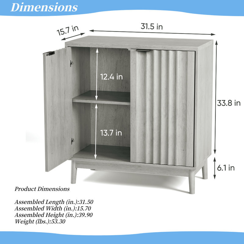 Wave Pattern Buffet Sideboard with Adjustable Shelves