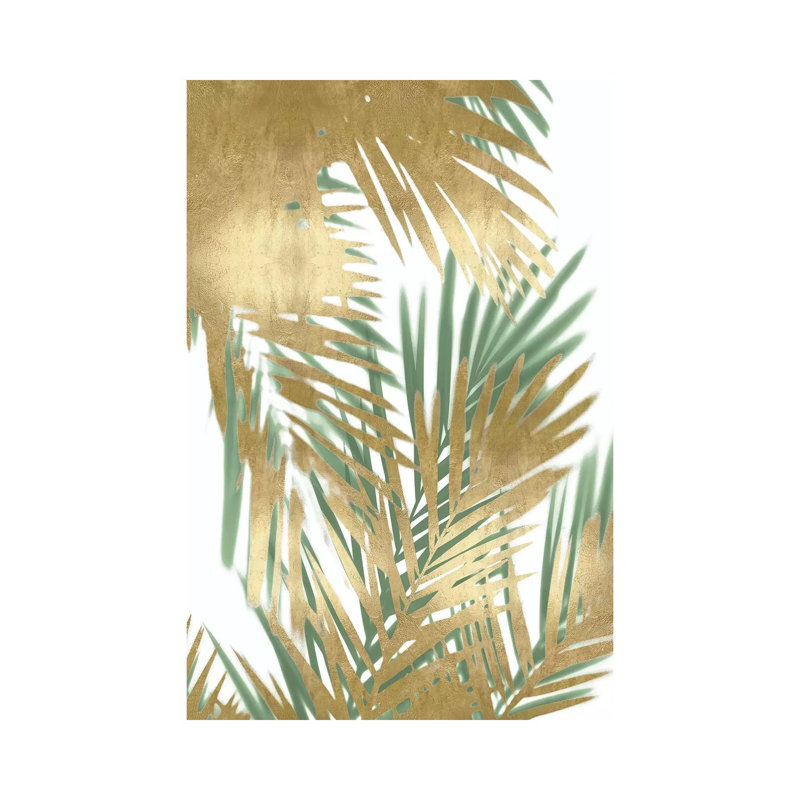 Palm Shadows Gold On Green II by Melonie Miller - Print on Canvas, Wrapped Canvas, 66.04cm H x 45.72cm W x 1.91cm D
