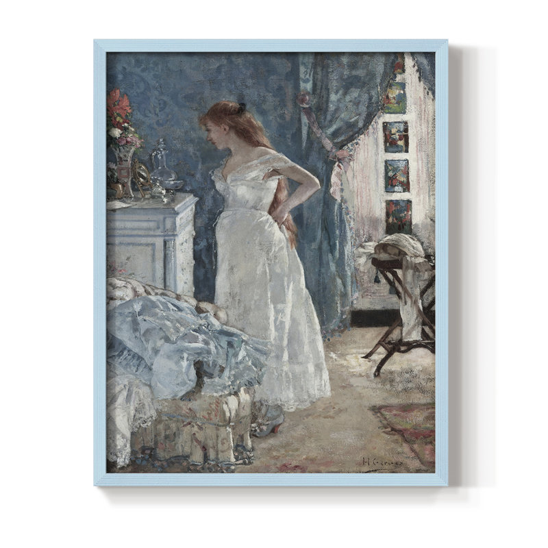 Reproduction encadrée vintage en bois massif Lxxxix, Bleu, H 15 po x l 12 po