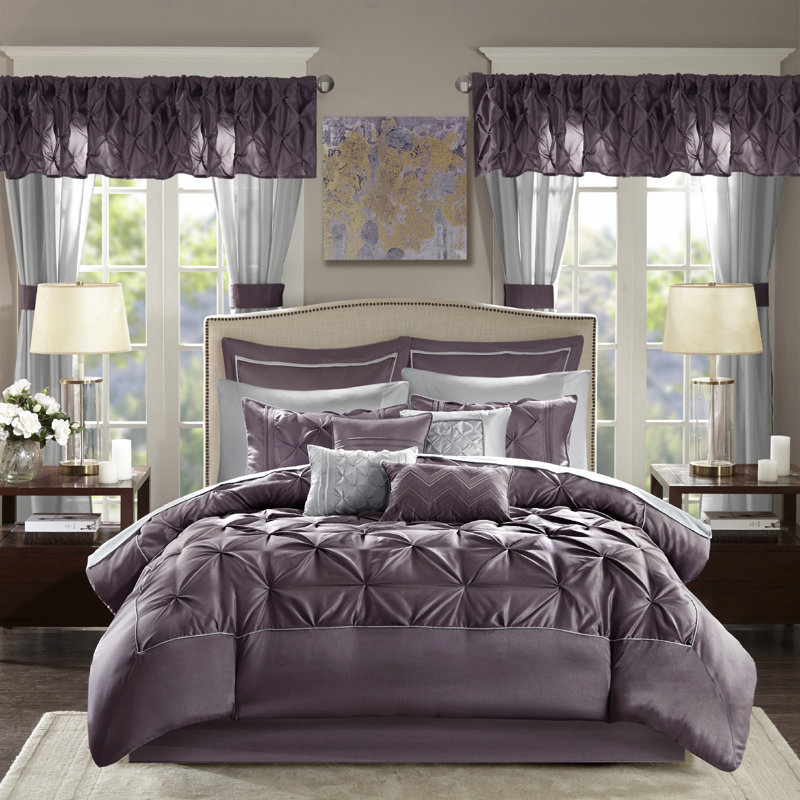 Joella 24 Piece Room in a Bag, Cal. King Comforter + 23 Additional Pieces, Plum