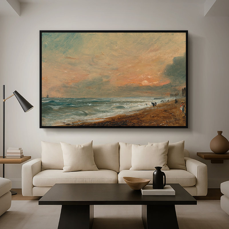 Hove Beach, v. 1824-1826 - John Constable, toile tendue avec châssis, 26 x 40, Noir