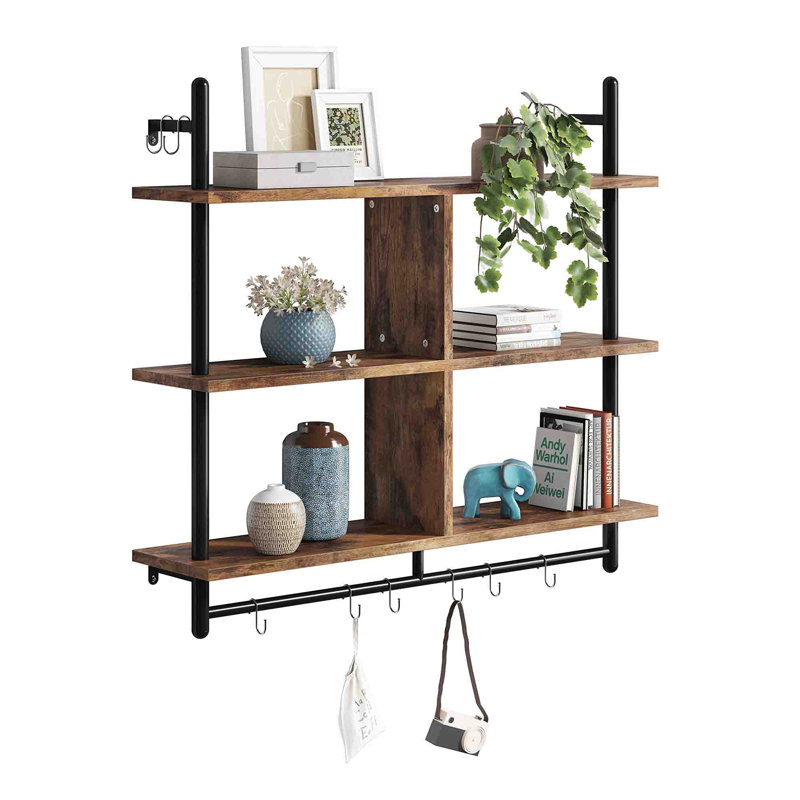 3 Piece Wood Tiered Shelf, Rustic Brown