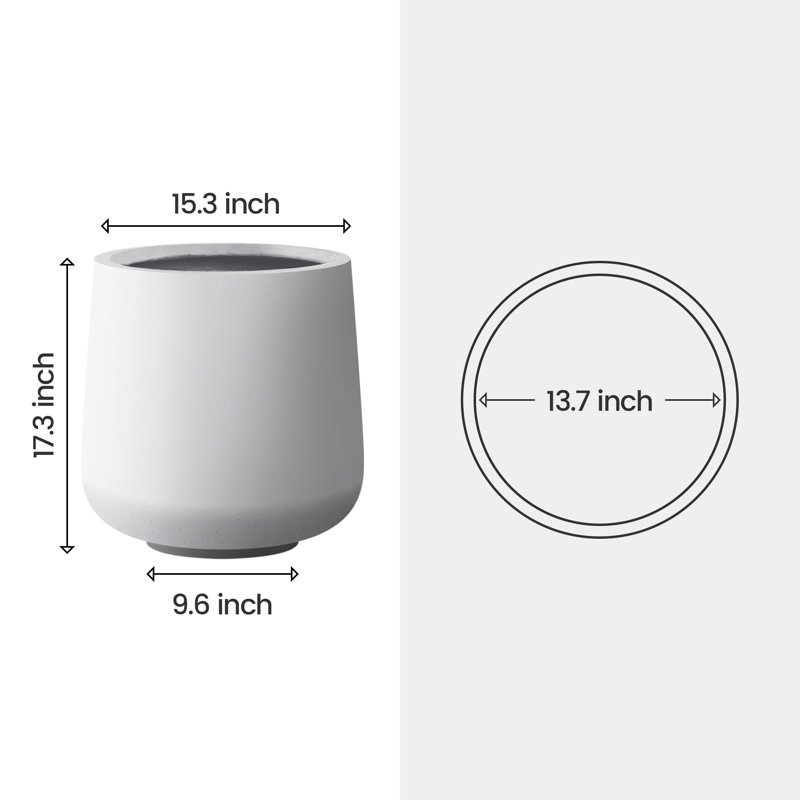 Laihla Pot Planter, White, 17.3" H x 16.5" W x 16.5" D