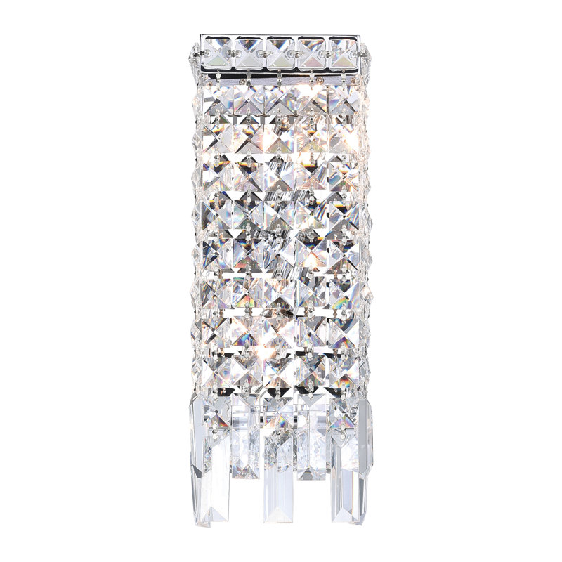 Marnell Chrome 5" Wide Wall Light for Hallway, 2-Light Crystal Sconce with E12 Bulb Base – LED Compatible, Versatile for Entryway & Bathroom, BACL Certified