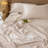Moomee Striped Flat Sheet 100% Washed Cotton Linen Like Textured Breathable Lightweight-125894534-125894530