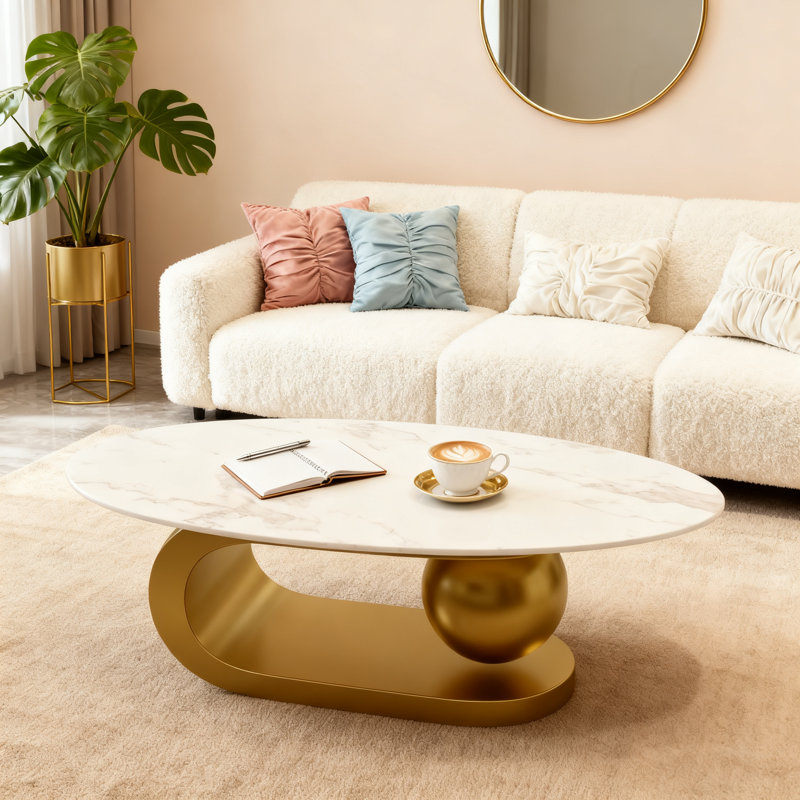 Table basse en marbre, tables basses ovales pour le salon