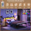 Metal Bed Frame with Charging Station & LED Headboard & Movable Storage Rack-1337937813-1337937810