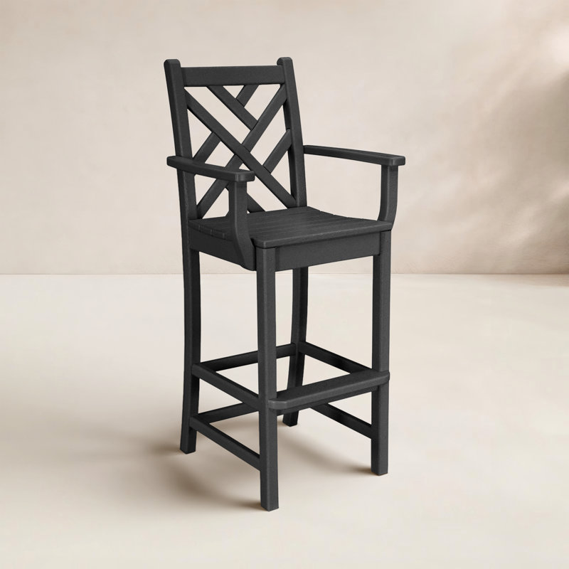 POLYWOOD Chippendale Bar Arm Chair in Sand, Black