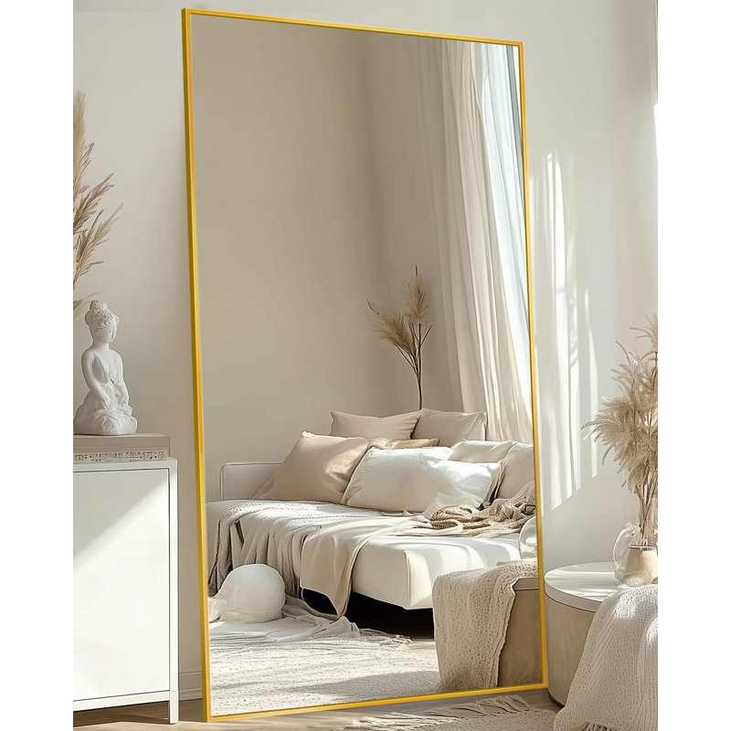 Grand miroir de plancher décoratif, miroir sur pied pleine longueur pour le décor de la chambre à coucher, salon, Goid
