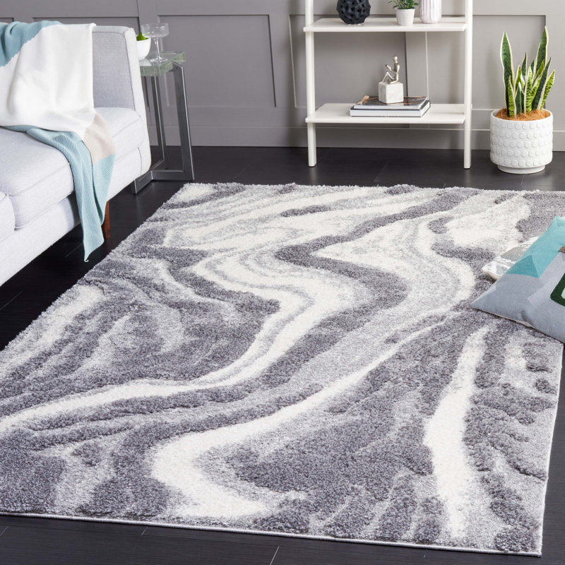 Hi-Lo Shag Performance Abstract Rug, Rectangle 5'3" x 7'6"