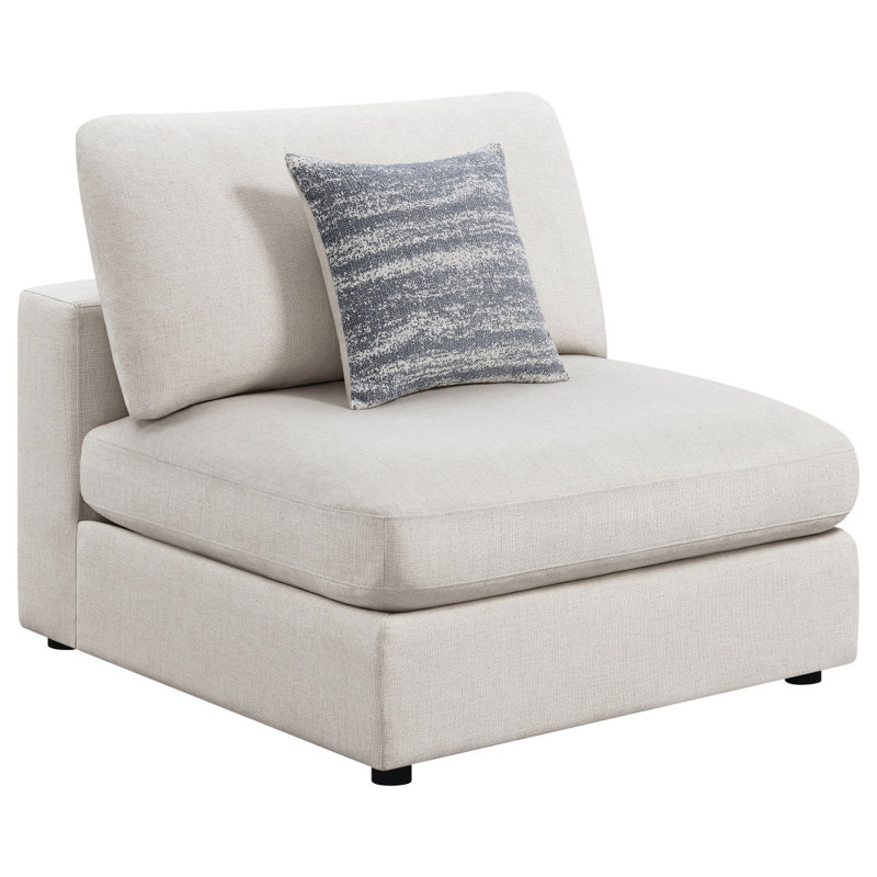 Chaise rembourrée sans accoudoirs Duncan avec coussins amovibles beige, Beige