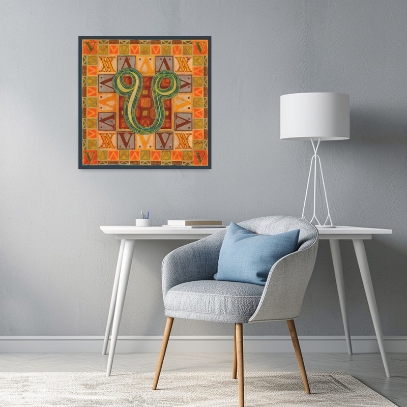 «Vibrant Geometric Symbols Abstract Contemporary Winter», reproduction d'art mural, 24" H x 24" W