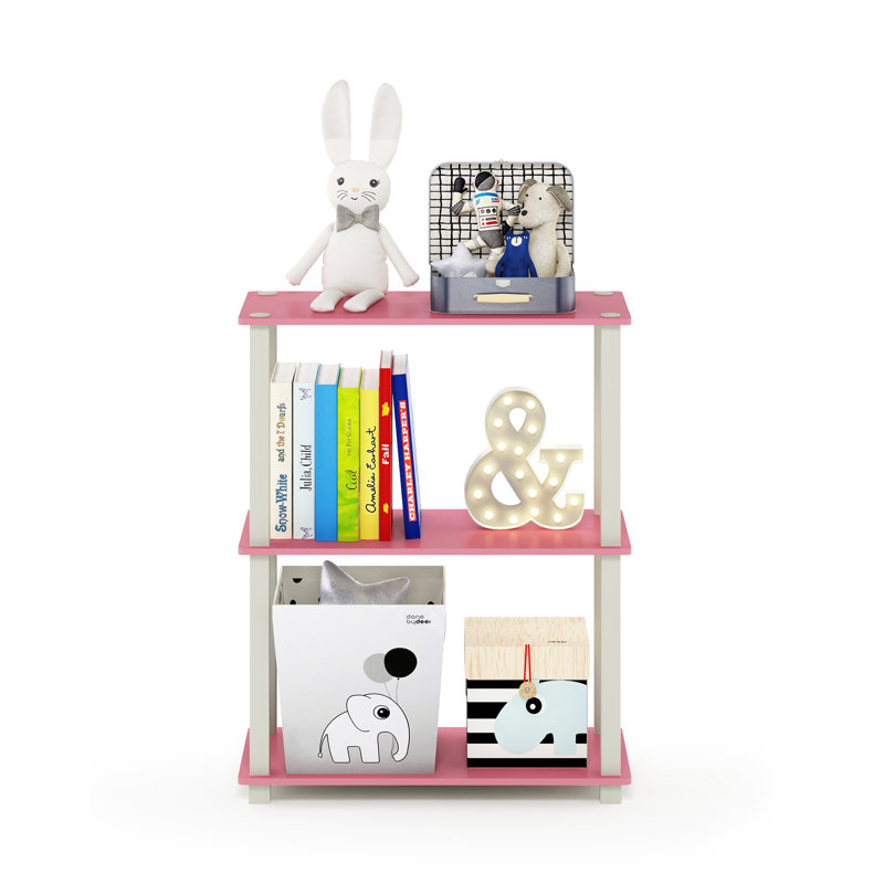 Decorius Etagere Bookcase, Pink/White Square Tube, (4 Shelves) 43.25" H x 23.6" W x 11.6" D