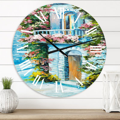 House Near The Sea Colourful Flowers II - Traditional Wall Clock