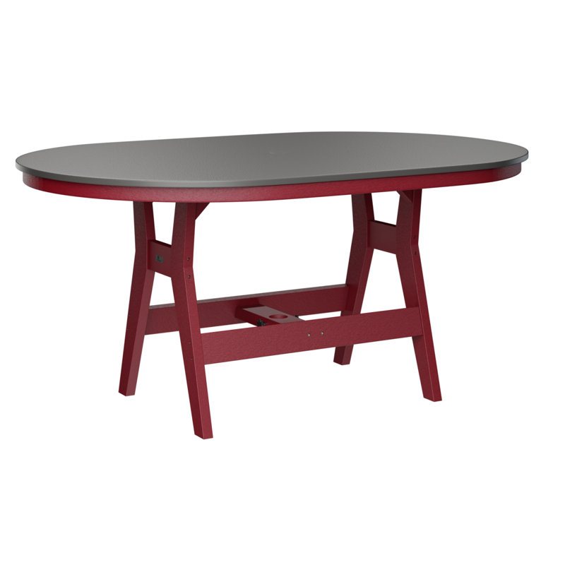Table de bar berlinoise Berlin, Acier inoxydable martelé, H 38,87 po x l 64 po x P 44 po, Rouge écarlate