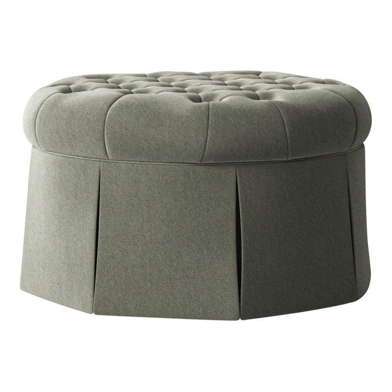 Repose-pieds cocktail capitonné rond 35 po Alma, 9953 polyester saule