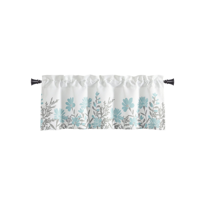 Aprile Blue and Gray Floral Light Filtering Valance