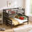 Wood Twin XL over Queen Convertible Bunk Bed with Ladder, Detachable Design, Solid Pine Frame, No Box Spring Required-2011470076