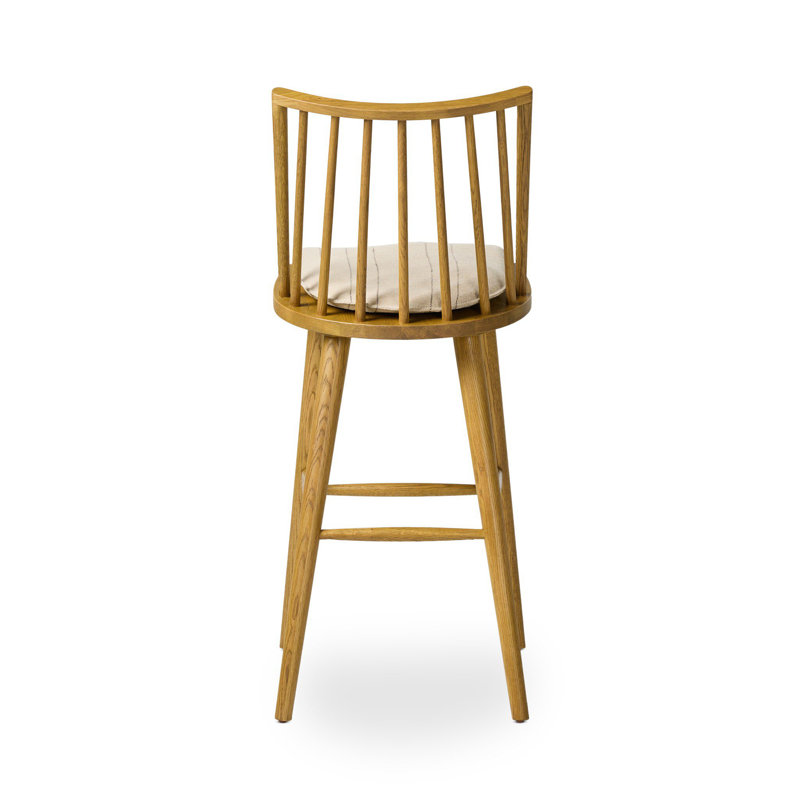Lewis Windsor Stool With Cushion-Black Oak-Counter, Counter Stool (25.02” Seat Height), Sandy Oak