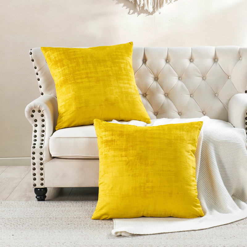 Textured Velvet Euro Reversible Pillow Cover, Sulphur