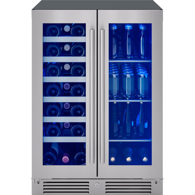 Zephyr Presrv 24"" 21-Bottle and 64-Can Dual Zone Wine and Beverage Cooler -  PRWB24C32CG