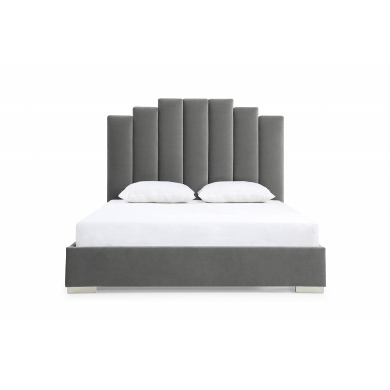 Upholstered Platform Bed, Queen, Gray