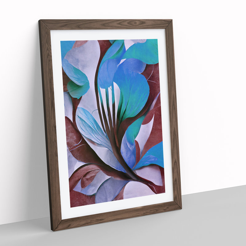 Floral in Abstract No.3 1 Piece Single Picture Frame Painting, 34cm H x 25cm W x 2cm D, Walnut