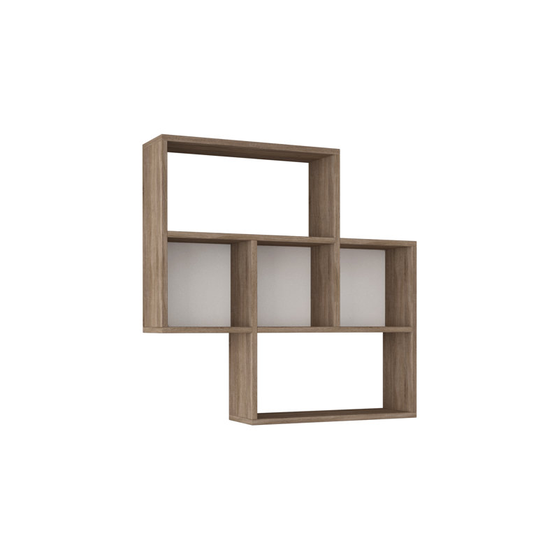 Carr 5 Piece Square Cubby Shelf, White & Oak
