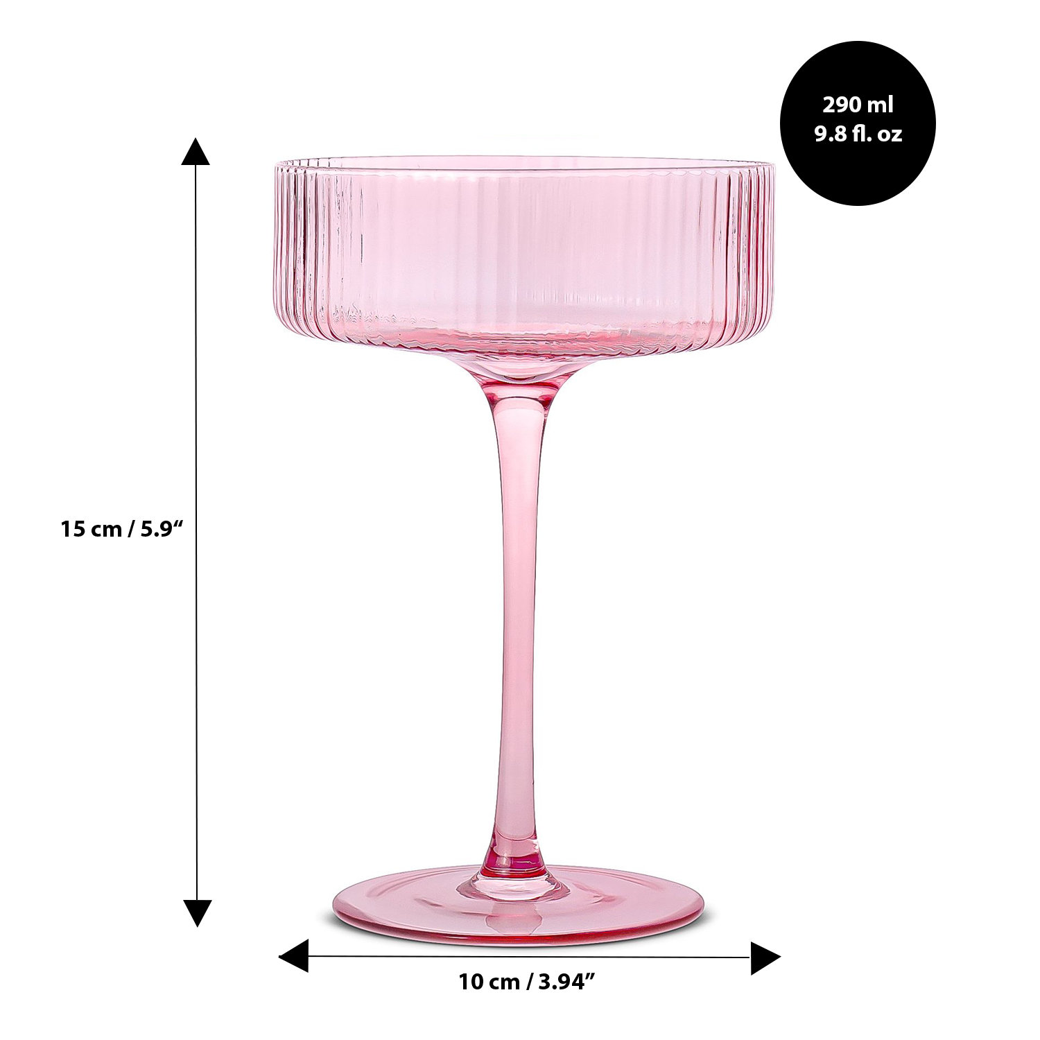Harmon Ribbed Crystal Coupe, Pink