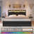 Queen Bed Frame With Headboard, Led Bed Frame With Charging Station, Storage Bed With 2 Wooden Drawers-1028532640-1020760812