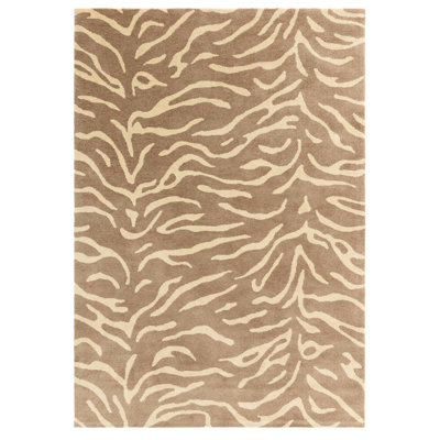 Alaisdair Tiger Animal Print Taupe Area Rug