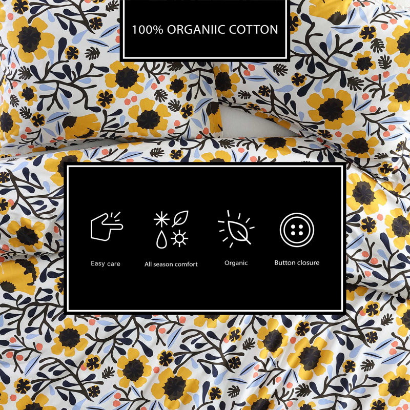 Marimekko Mykero Cotton Reversible Comforter Set, King Comforter + 2 King Shams