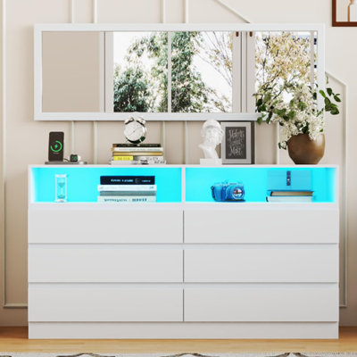 Commode 6 tiroirs avec miroir Kaydia