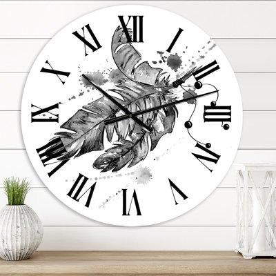 Black Bird Feathers Impression - Traditional wall clock