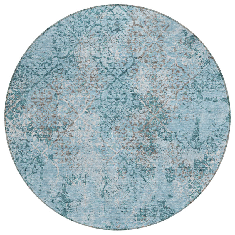 Jeneffer Washable Abstract Indoor / Outdoor Rug, Round 8'