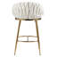 Tabouret de bar 26 po en velours beige avec dossier ondulé à la main et base chromée dorée, coussin à rebond élevé, processus de tricotage, pieds réglables, convient pour une salle d'étude, un bar / café, confortable et confortable
